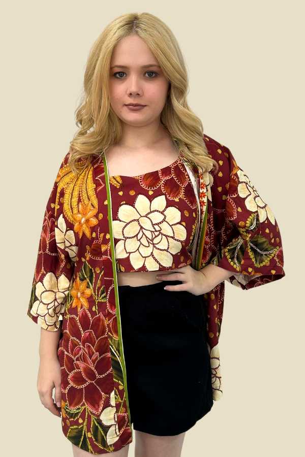 CROPPED + KIMONO LUA DALIA FUNDO VINHO
