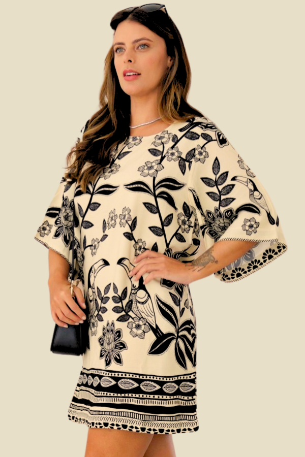VESTIDO VANESSA FLORAL ESTAMPADO BP FUNDO OFF WHITE