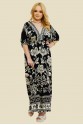 VESTIDO LONGO MANGA CURTA CAROL FLORAL TUCANO PRETO