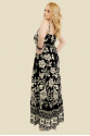 VESTIDO LONGO COM ALÇA/CINTO CRIS FLORAL TUCANO PRETO