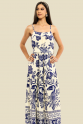 VESTIDO LONGO COM ALÇA/CINTO CRIS FLORAL TUCANO AZUL
