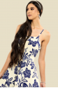 VESTIDO LONGO COM ALÇA/CINTO CRIS FLORAL TUCANO AZUL