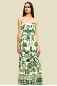 VESTIDO LONGO COM ALÇA/CINTO CRIS FLORAL TUCANO VERDE