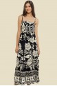 VESTIDO LONGO ALÇA JULIA FLORAL TUCANO PRETO